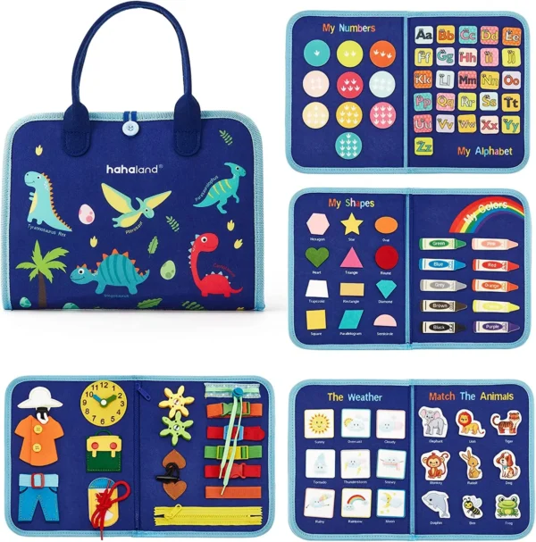 Toddlers Travel Busy Board for Boys Girls Montessori Toys for 2+ Year Old Preschool Learning Life Skill, Alphabet, Number, Shape - Image 3