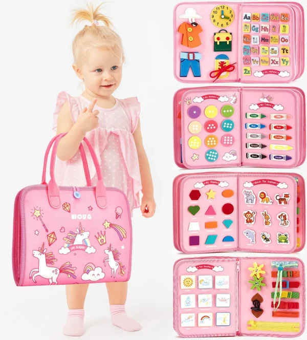 Toddlers Travel Busy Board for Boys Girls Montessori Toys for 2+ Year Old Preschool Learning Life Skill, Alphabet, Number, Shape - Image 8