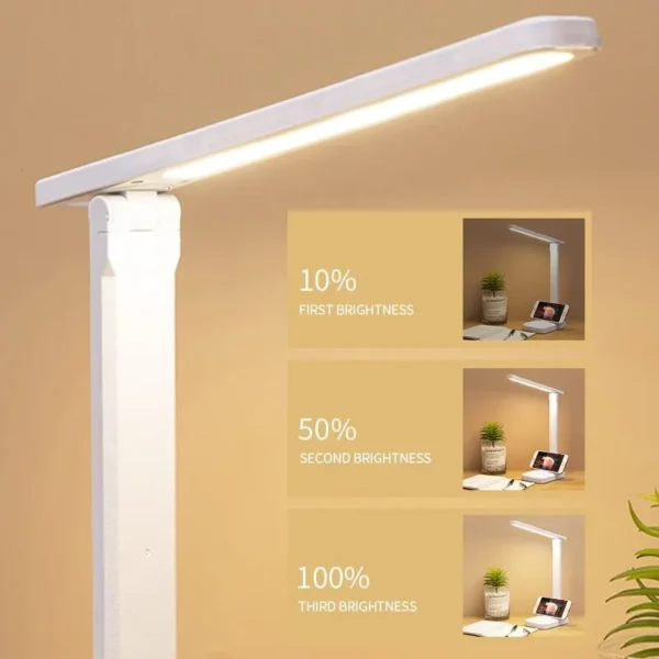 LED Touch Switch White Folding Desk Lamp Bedroom Bedside Study Reading Eye Care Night Lamp USB Plug-in Dimmable White Desk Lamp - Image 4