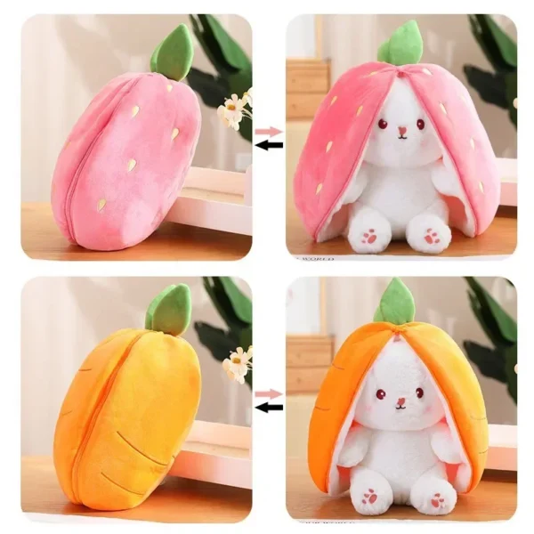 Cute Strawberry Carrot Rabbit Plush Toy Stuffed Creative Into Fruit Transform Baby Cuddly Bunny Doll 25cm for Kid Birthday Gift - Image 6