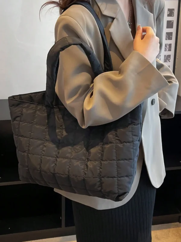 1 Pc Minimalist Quilted Puffy Tote Bag, Large Capacity Crossbody Bag, Trendy Padded Shoulder Bag For Women For Daily Commute - Image 2