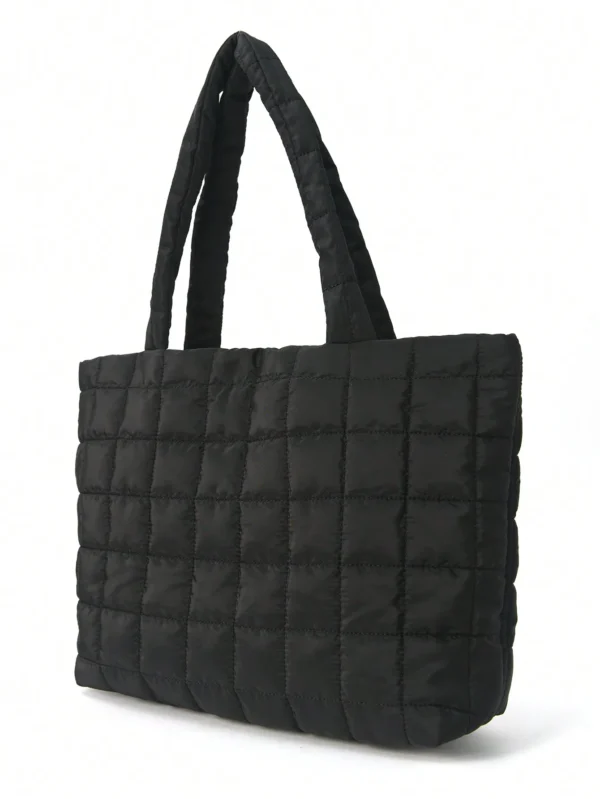 1 Pc Minimalist Quilted Puffy Tote Bag, Large Capacity Crossbody Bag, Trendy Padded Shoulder Bag For Women For Daily Commute - Image 4