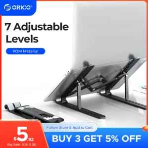 ORICO Foldable Laptop Stand Holder Riser Portable Adjustable Aluminum Notebook Stand Computer Stand 7 Angles for MacBook Tablets