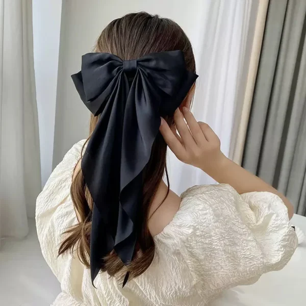 Elegant Solid Large Bow Ribbon Hair Clip For Women Girl Sweet Headbands Soft Satin Hairpin Hairgrip Fashion Hair Accessories - Image 13