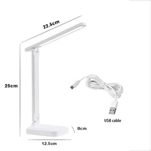 LED Touch Switch White Folding Desk Lamp Bedroom Bedside Study Reading Eye Care Night Lamp USB Plug-in Dimmable White Desk Lamp - Image 6