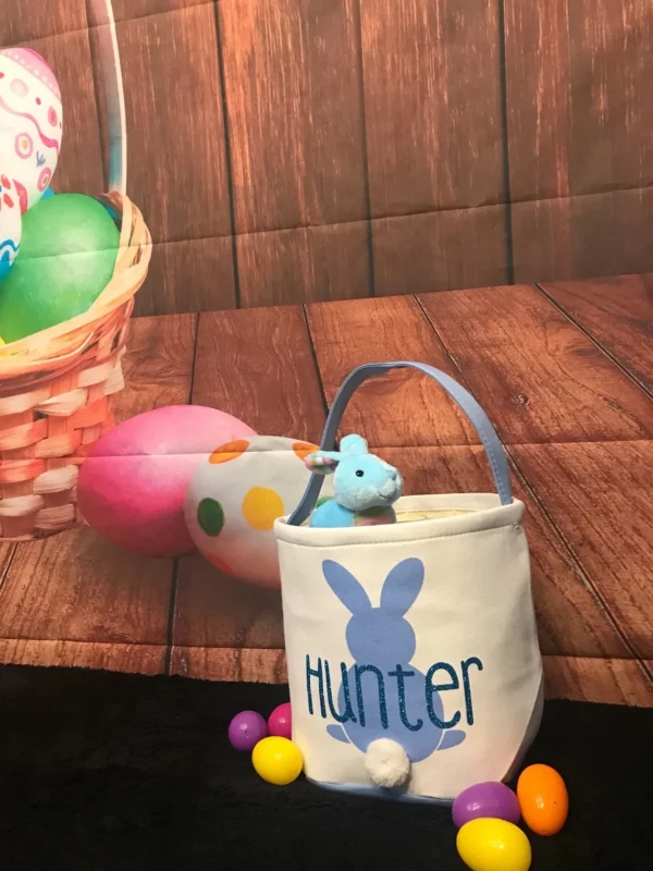 Easter Buckets, Bunny Tail Basket, Personalized Name Easter basket, bunny Easter basket, Kids Easter Gift，storage bag - Image 4