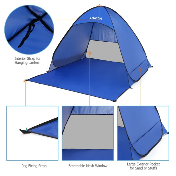 Lixada Automatic Instant Pop Up Beach Tent Lightweight Outdoor UV Protection Camping Fishing Tent Cabana Sun Shelter - Image 4