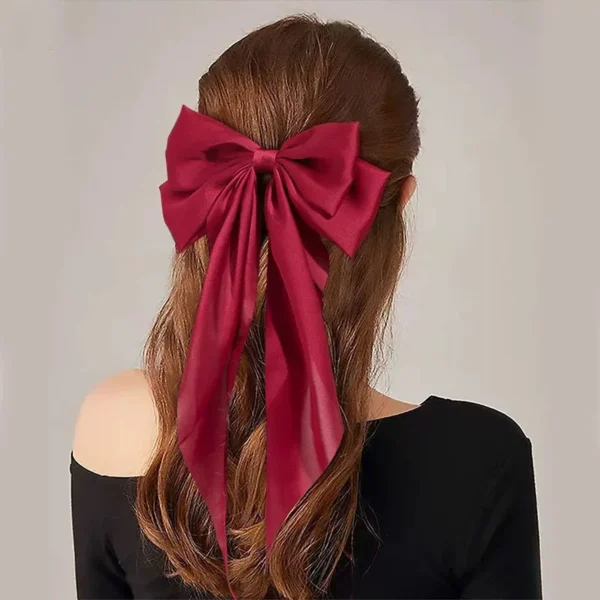 Elegant Solid Large Bow Ribbon Hair Clip For Women Girl Sweet Headbands Soft Satin Hairpin Hairgrip Fashion Hair Accessories - Image 7