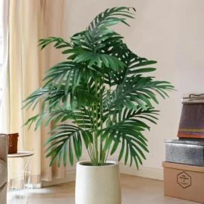 70-80cm Large Artificial Palm Tree Tropical Green Leaves Fake Plants Plastic Monstera Faux Tree Branch for Home Kitchen Decor