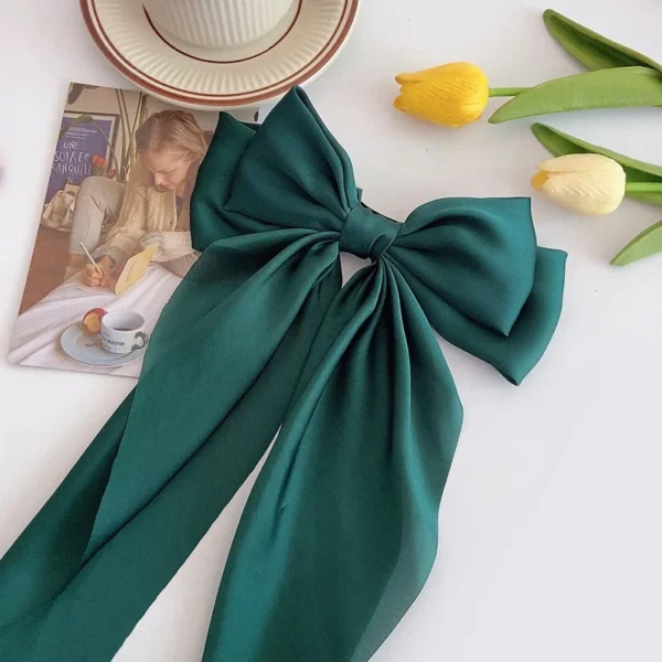 Elegant Solid Large Bow Ribbon Hair Clip For Women Girl Sweet Headbands Soft Satin Hairpin Hairgrip Fashion Hair Accessories - Image 10
