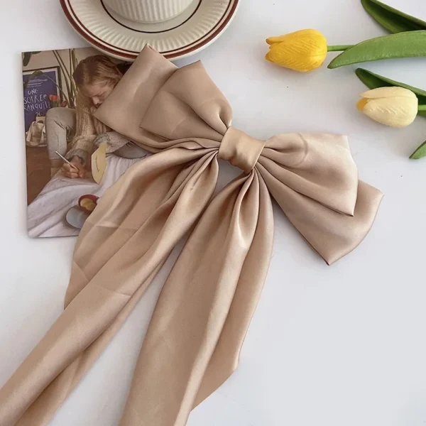 Elegant Solid Large Bow Ribbon Hair Clip For Women Girl Sweet Headbands Soft Satin Hairpin Hairgrip Fashion Hair Accessories - Image 11