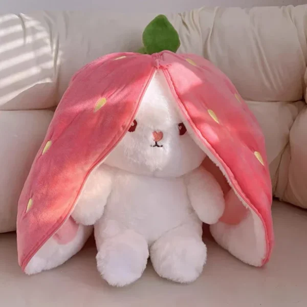 Cute Strawberry Carrot Rabbit Plush Toy Stuffed Creative Into Fruit Transform Baby Cuddly Bunny Doll 25cm for Kid Birthday Gift - Image 3