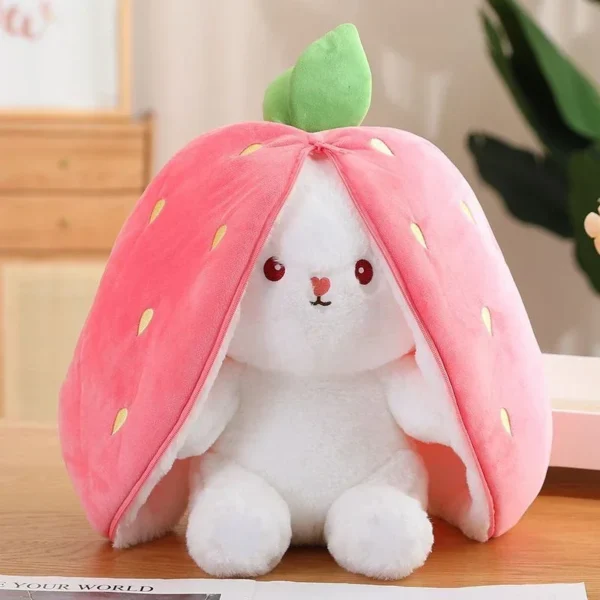 Cute Strawberry Carrot Rabbit Plush Toy Stuffed Creative Into Fruit Transform Baby Cuddly Bunny Doll 25cm for Kid Birthday Gift - Image 9