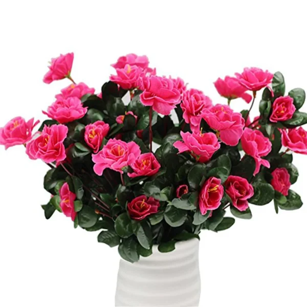 Outdoor Fall Artificial Red Azalea High Quality Flowers Bushes UV Resistant Decor Fake Flowers Home Decorations Small For Garden - Image 2