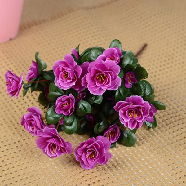 Outdoor Fall Artificial Red Azalea High Quality Flowers Bushes UV Resistant Decor Fake Flowers Home Decorations Small For Garden - Image 4