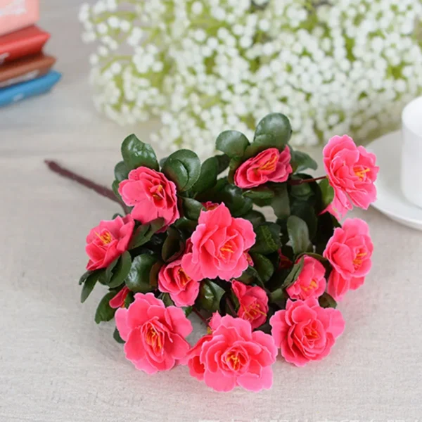 Outdoor Fall Artificial Red Azalea High Quality Flowers Bushes UV Resistant Decor Fake Flowers Home Decorations Small For Garden - Image 8