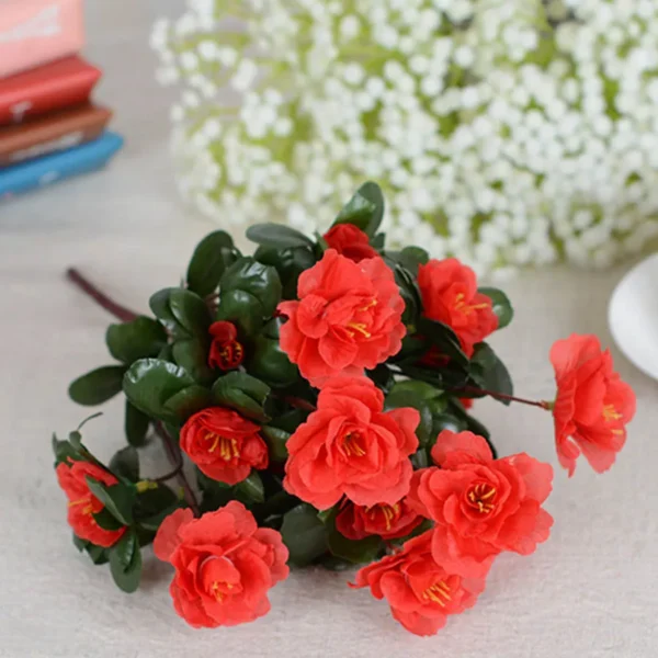 Outdoor Fall Artificial Red Azalea High Quality Flowers Bushes UV Resistant Decor Fake Flowers Home Decorations Small For Garden - Image 6