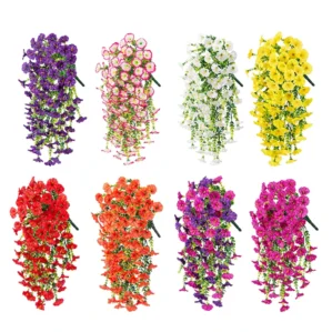 1pc Artificial Hanging Flowers Silk Petunia Fake Flowers UV Resistant Outdoor Hanging Plants Wedding Home Garden Decorations New