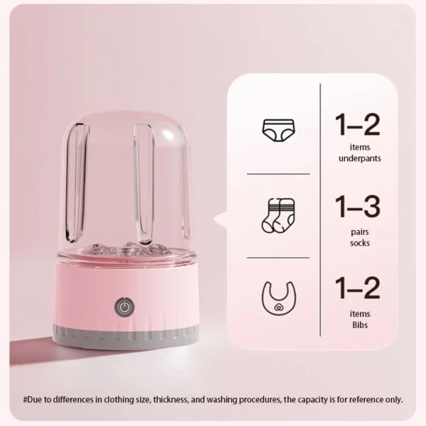 Mini Laundry Cup 1L Wireless Portable Underwear&Socks Automatic Washing Machine Rechargeable For Travel Home Dormitory - Image 6