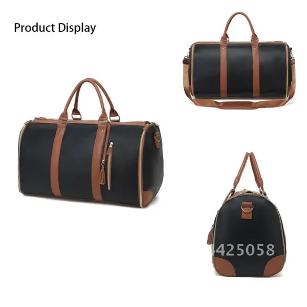 1pc Foldable PU Travel Convenient Carry-on Clothing Bag Women's Bag Bag Leather Business Duffel Women's Large Travel - Image 3
