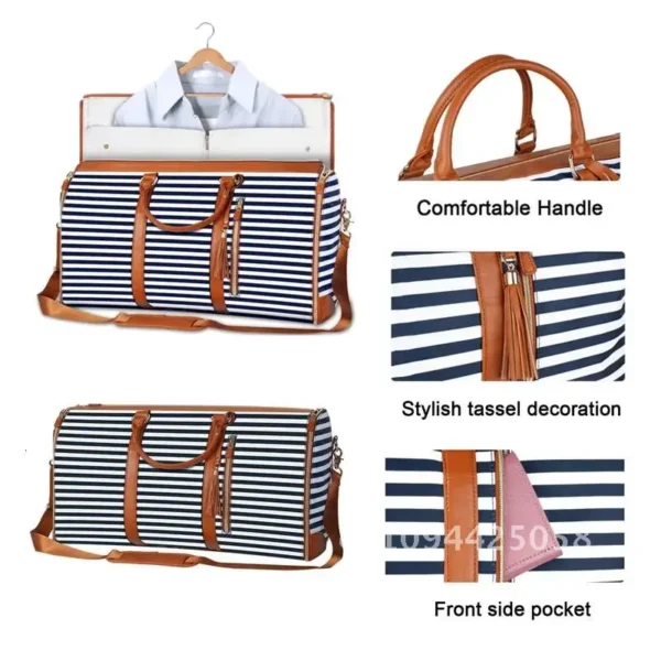 1pc Foldable PU Travel Convenient Carry-on Clothing Bag Women's Bag Bag Leather Business Duffel Women's Large Travel - Image 6