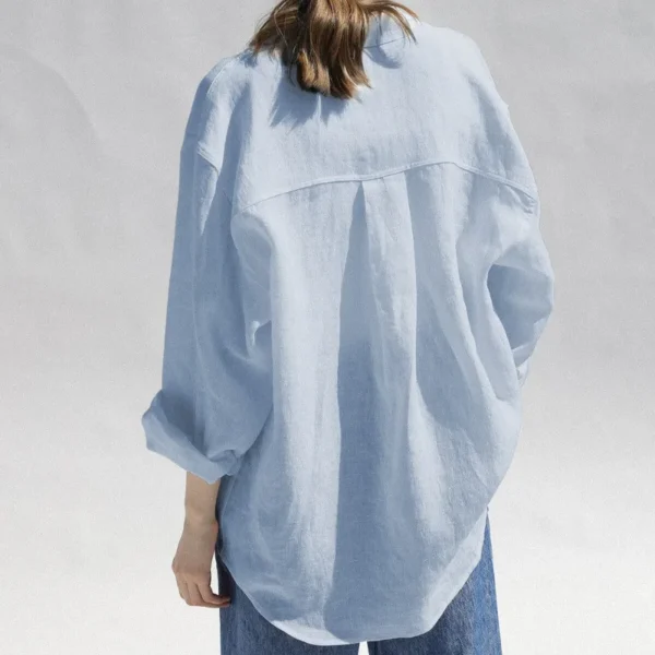 Casual 100% Linen Women Shirt Oversized  Turn Down Collar Long Sleeve Elegant And Vintage Women'S Blouses Blusa Feminina - Image 8