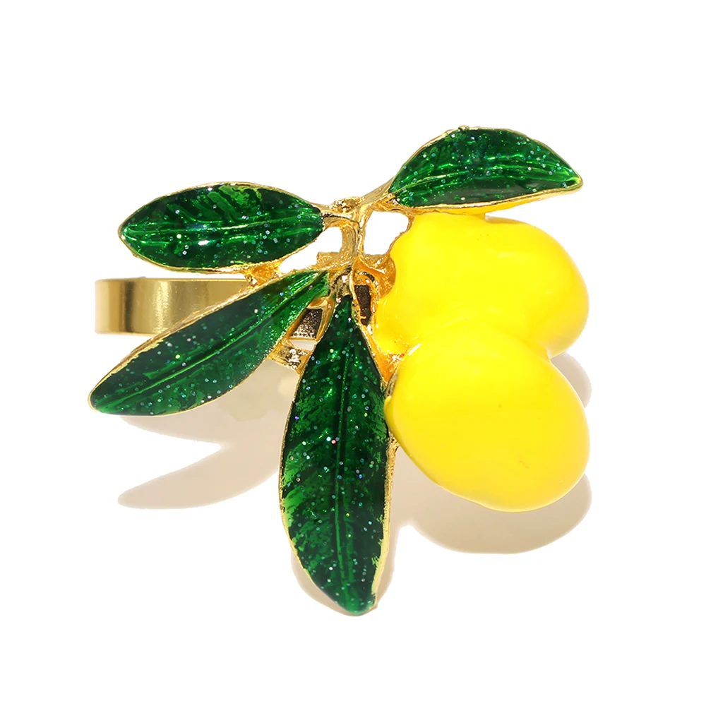 6Pcs Lemon Napkin Rings Yellow Fruit Napkin Holder for Baby Shower Wedding Dinner Party Banquet Christmas Birthday Table Decor - Image 6