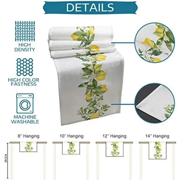 Summer Lemon Leaves Linen Table Runners Table Decor Reusable Farmhouse Table Runners for Dining Wedding Decorations - Image 6