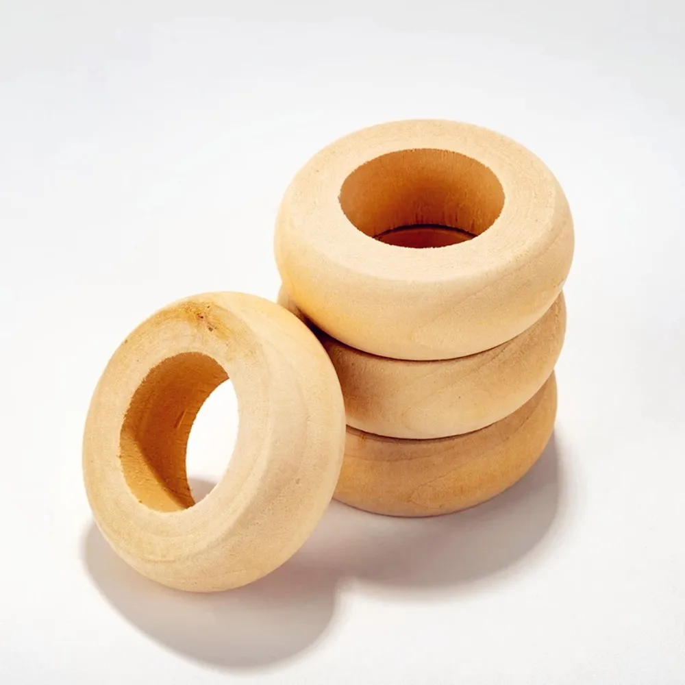 Natural Wooden Serviette Holders Napkin Rings Set Round Serviette Rings Bulk for Party Decoration Dining Table Family 10 Pcs - Image 4