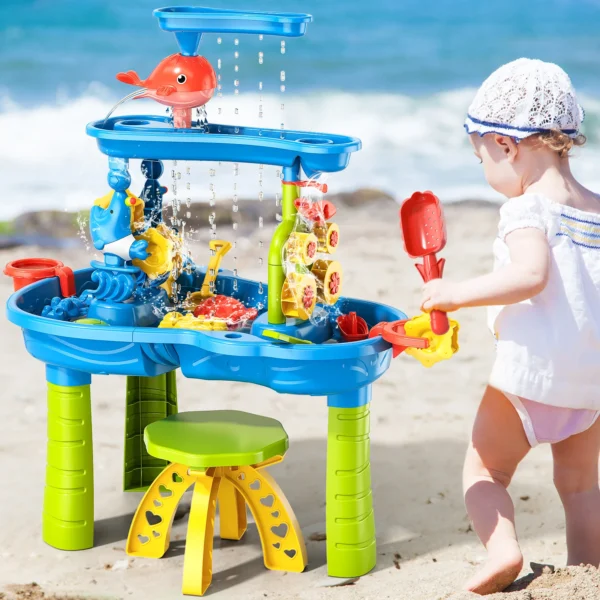 Outdoor sand and water sensory toy with funnel and shovel tools for children aged 3-8, beach and summer toys for boys and girls - Image 3