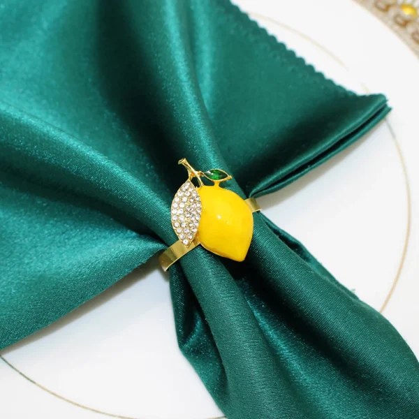6Pcs Lemon Napkin Rings Metal Fruit Napkin Buckles Rhinetone Napkin Holder for Wedding Birthday Dinner Party Table Decor HB142 - Image 4