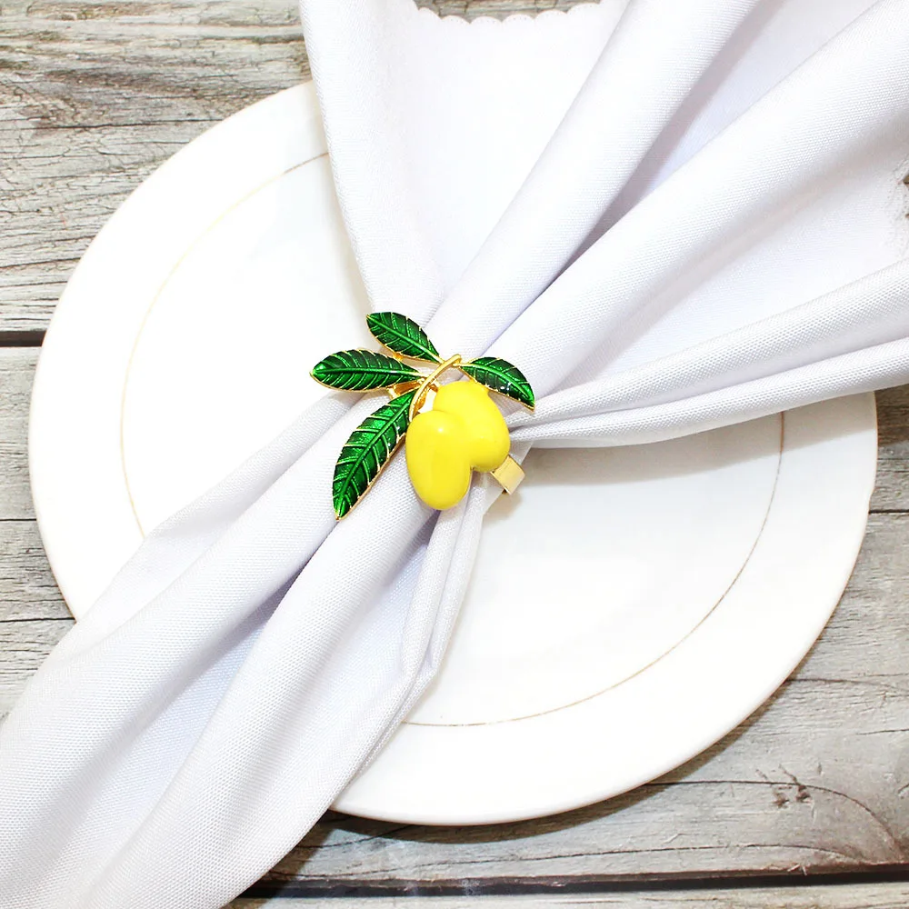 6Pcs Lemon Napkin Rings Yellow Fruit Napkin Holder for Baby Shower Wedding Dinner Party Banquet Christmas Birthday Table Decor - Image 5