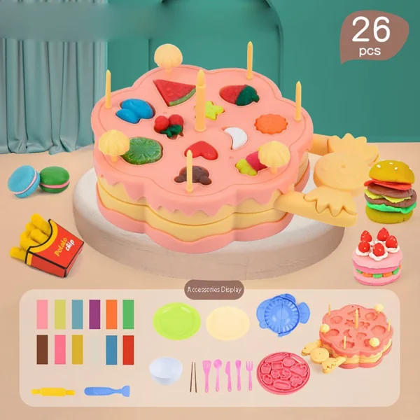Children's Colored Mud Burger Noodle Machine Toy Rubber Mud Non toxic Mold Tool Set Handmade Clay Girl - Image 8