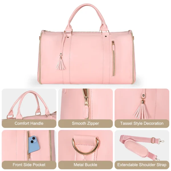 Geestock Folding Suit Storage Bag New PU Travel bag Large Waterproof Travel Suitcase For Women Sport Outdoor Weekend Bag Handbag - Image 6