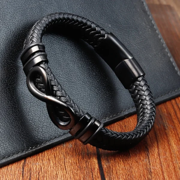 Classic Stainless Steel Leather Bracelet For Mens Chain Wristband Business Charm Jewelry Accessories for Dad Boyfriend - Image 5
