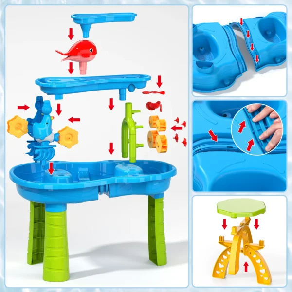 Outdoor sand and water sensory toy with funnel and shovel tools for children aged 3-8, beach and summer toys for boys and girls - Image 5