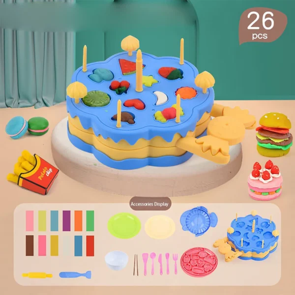 Children's Colored Mud Burger Noodle Machine Toy Rubber Mud Non toxic Mold Tool Set Handmade Clay Girl - Image 7