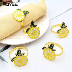 6Pcs Lemon Napkin Rings for Dining Table Setting Farmhouse Napkin Holder for Thanksgiving Birthday Party Decoration ERE96
