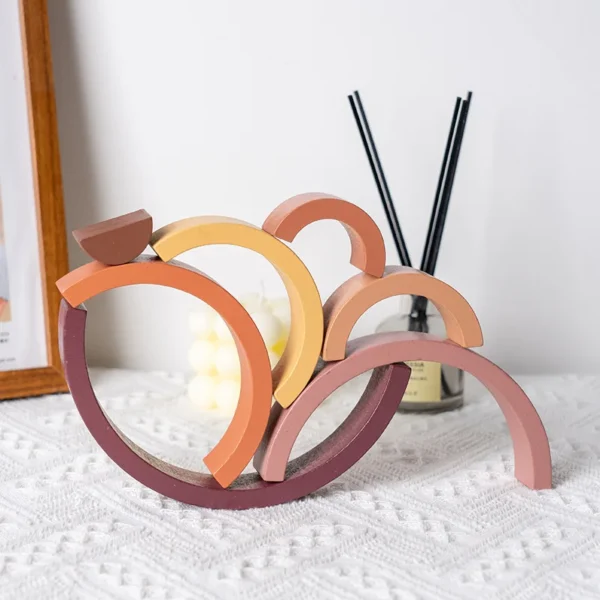 Hot Arch Bridge Rainbow Building Blocks Kids Wood Stacker Baby Toy Color Cognitive Children Montessori Educational Wooden Toys - Image 3