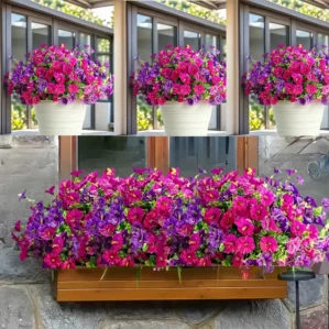 8pcs of artificial flowers with UV protection - suitable for indoor and outdoor decoration, courtyards and seasonal celebrations