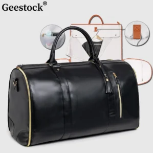 Geestock Folding Suit Storage Bag New PU Travel bag Large Waterproof Travel Suitcase For Women Sport Outdoor Weekend Bag Handbag