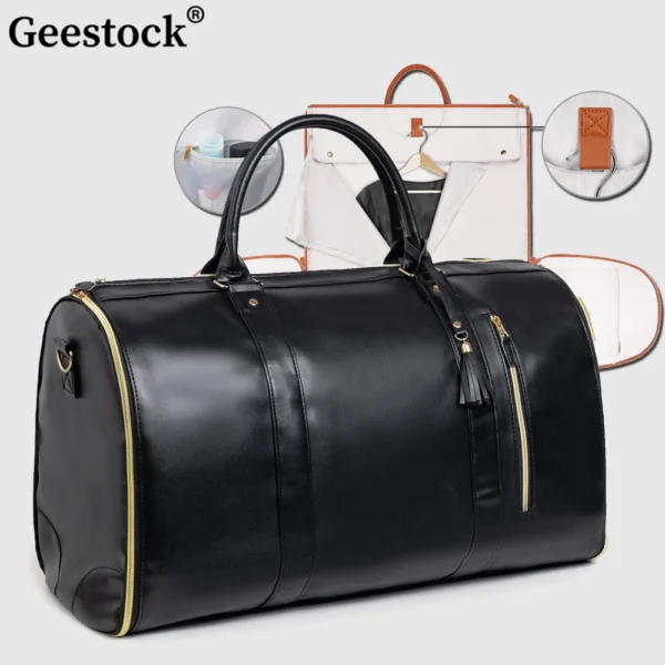 Geestock Folding Suit Storage Bag New PU Travel bag Large Waterproof Travel Suitcase For Women Sport Outdoor Weekend Bag Handbag