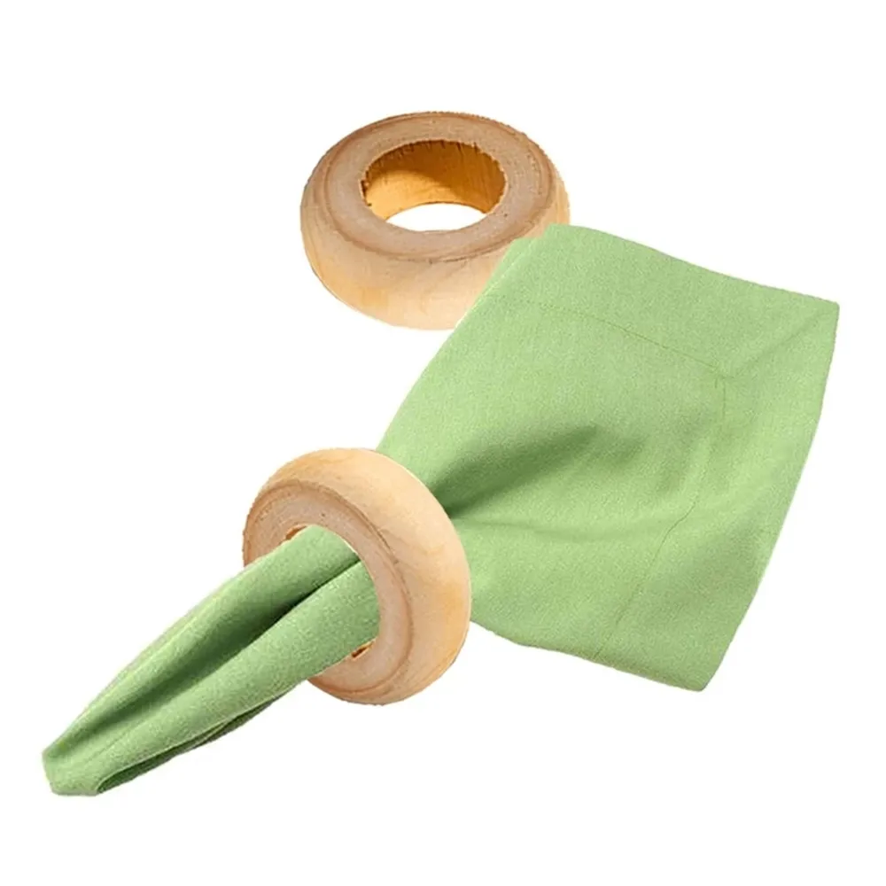Natural Wooden Serviette Holders Napkin Rings Set Round Serviette Rings Bulk for Party Decoration Dining Table Family 10 Pcs - Image 6