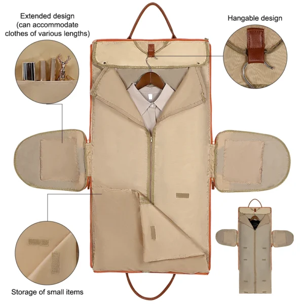 Geestock Folding Suit Storage Bag New PU Travel bag Large Waterproof Travel Suitcase For Women Sport Outdoor Weekend Bag Handbag - Image 5