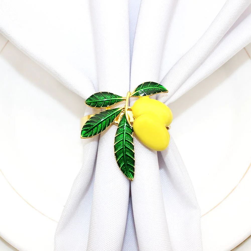 6Pcs Lemon Napkin Rings Yellow Fruit Napkin Holder for Baby Shower Wedding Dinner Party Banquet Christmas Birthday Table Decor - Image 3