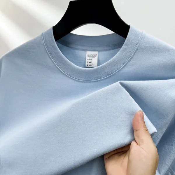 100% pure cotton summer high-end brand men's short sleeve round neck fashionable style half sleeved top breathable T-shirt - Image 8