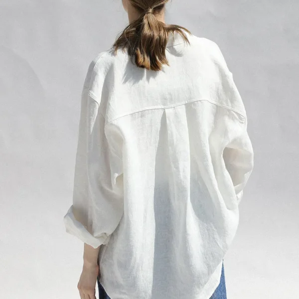 Casual 100% Linen Women Shirt Oversized  Turn Down Collar Long Sleeve Elegant And Vintage Women'S Blouses Blusa Feminina - Image 2