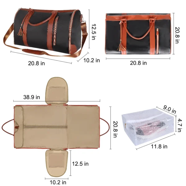 Geestock Folding Suit Storage Bag New PU Travel bag Large Waterproof Travel Suitcase For Women Sport Outdoor Weekend Bag Handbag - Image 4