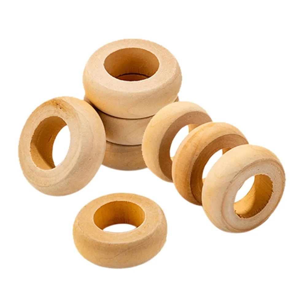Natural Wooden Serviette Holders Napkin Rings Set Round Serviette Rings Bulk for Party Decoration Dining Table Family 10 Pcs - Image 3