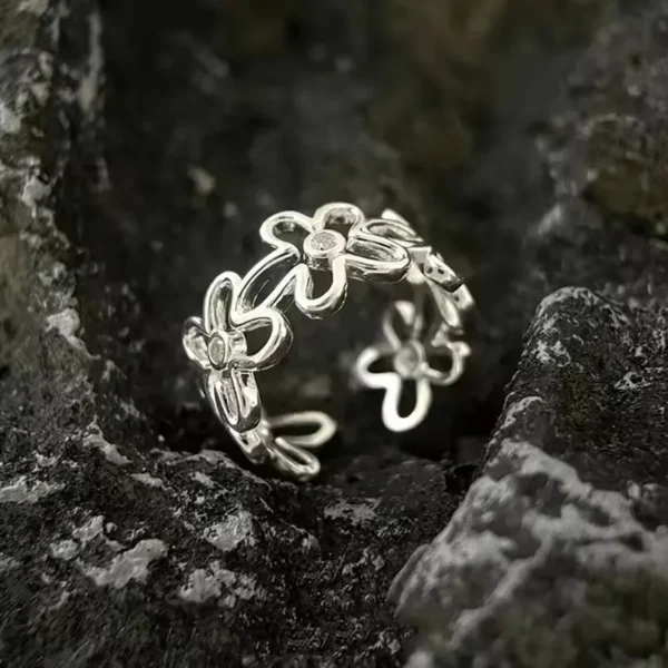 Sam Panda 925 Sterling Rings for Women Simple Geometric Handmade Irregular Retro Ring Gold Zircon Allergy For Birthday Gift - Image 10